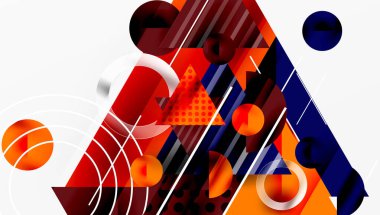 Üstüste binen Şeffaf Üçgenler ve Çemberlerle Modern Soyut Tasarım