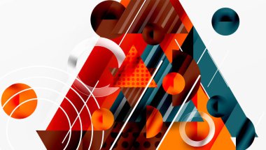 Modern geometrik arkaplan - düzgün eğimli ve yarı şeffaf üçgenler üst üste biniyor