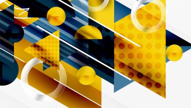 Üstüste binen Şeffaf Üçgenler ve Çemberlerle Modern Soyut Tasarım