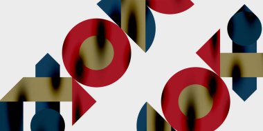 Dinamik geometrik bir kompozisyonda daireler, çizgiler ve üçgenler içeren modern soyut bir arkaplan. Tarz, teknoloji veya yaratıcı temalı tasarımlar için mükemmel.