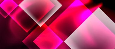 Neon ışıklı, soyut arkaplana sahip cam kareler