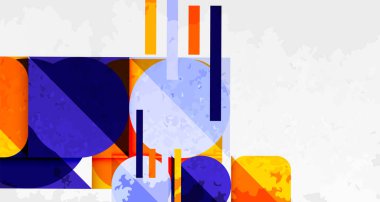 Kareler, daireler, üçgenler ve kumlu, gürültülü doku. Duvar Kağıdı, Sancak, Arkaplan, Kart, Kitap İllüstrasyonu, İniş Sayfası