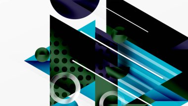 Parlak soyut arkaplan - parlak eğim tonlarıyla katmanlı üçgenler. Yarı şeffaf şekiller derinlik ve çağdaş estetik ekler