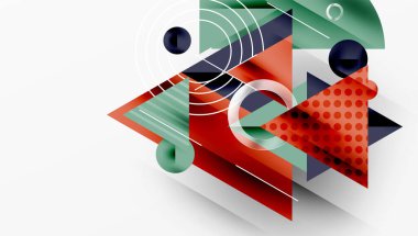 Modern geometrik arkaplan - düzgün eğimli ve yarı şeffaf üçgenler üst üste biniyor