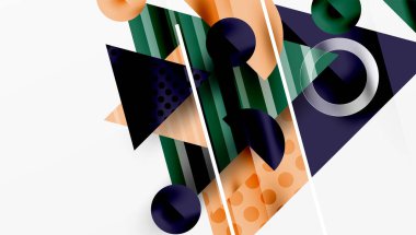 Üstüste binen Şeffaf Üçgenler ve Çemberlerle Modern Soyut Tasarım