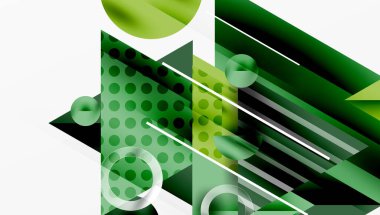 Üstüste binen Şeffaf Üçgenler ve Çemberlerle Modern Soyut Tasarım