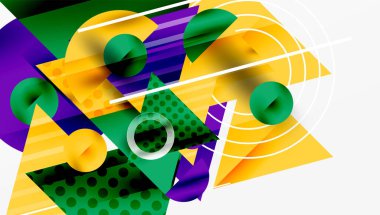 Üstüste binen Şeffaf Üçgenler ve Çemberlerle Modern Soyut Tasarım