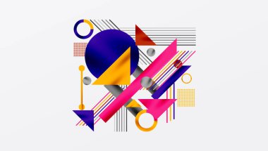 Çemberler, üçgenler, kareler, halkalar ve çizgiler gölge etkisiyle