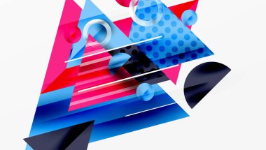 Parlak soyut arkaplan - parlak eğim tonlarıyla katmanlı üçgenler. Yarı şeffaf şekiller derinlik ve çağdaş estetik ekler