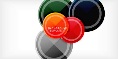 Arka plan - çok renkli daireler, trendy en az geometrik tasarım, vektör çizim