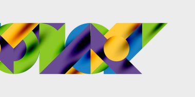 Dairelerin, yarım dairelerin ve parlak efektli ve düzgün eğimli üçgenlerin detaylı bileşimi. Yaratıcı ve teknolojiden ilham alan projeler için parlak ve modern bir vektör tasarımı