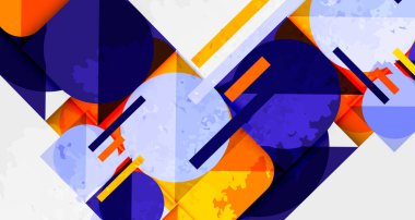 Kareler, daireler, üçgenler ve kumlu, gürültülü doku. Duvar Kağıdı, Sancak, Arkaplan, Kart, Kitap İllüstrasyonu, İniş Sayfası