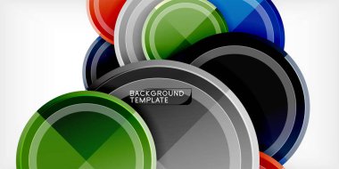 Arka plan - çok renkli daireler, trendy en az geometrik tasarım, vektör çizim