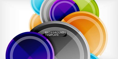 Arka plan - çok renkli daireler, trendy en az geometrik tasarım, vektör çizim