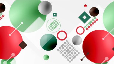 Minimalist soyut vektör tasarımı, katmanlı geometrik şekiller daireler, kareler ve yumuşak pastel eğimli üçgenler ve yarı şeffaf efektler. Çağdaş kullanım için mükemmel