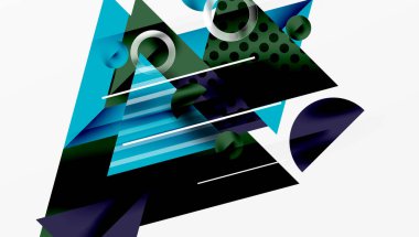 Parlak soyut arkaplan - parlak eğim tonlarıyla katmanlı üçgenler. Yarı şeffaf şekiller derinlik ve çağdaş estetik ekler