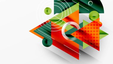 Parlak soyut arkaplan - parlak eğim tonlarıyla katmanlı üçgenler. Yarı şeffaf şekiller derinlik ve çağdaş estetik ekler