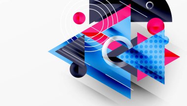 Parlak soyut arkaplan - parlak eğim tonlarıyla katmanlı üçgenler. Yarı şeffaf şekiller derinlik ve çağdaş estetik ekler