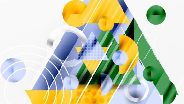 Parlak soyut arkaplan - parlak eğim tonlarıyla katmanlı üçgenler. Yarı şeffaf şekiller derinlik ve çağdaş estetik ekler