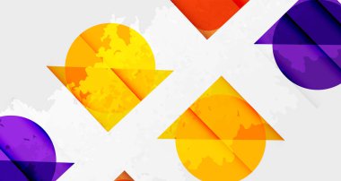 Çemberler, kareler ve çizgilerle geometrik arkaplandaki tahıllı leke dokusu. Duvar Kağıdı, Sancak, Arkaplan, Kart, Kitap İllüstrasyonu, İniş Sayfası