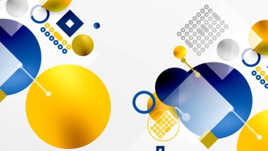 Minimalist soyut vektör tasarımı, katmanlı geometrik şekiller daireler, kareler ve yumuşak pastel eğimli üçgenler ve yarı şeffaf efektler. Çağdaş kullanım için mükemmel