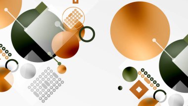 Minimalist soyut vektör tasarımı, katmanlı geometrik şekiller daireler, kareler ve yumuşak pastel eğimli üçgenler ve yarı şeffaf efektler. Çağdaş kullanım için mükemmel