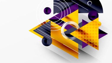 Üstüste binen Şeffaf Üçgenler ve Çemberlerle Modern Soyut Tasarım