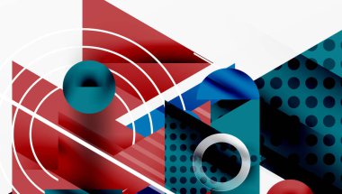 Üstüste binen Şeffaf Üçgenler ve Çemberlerle Modern Soyut Tasarım