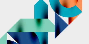 Dairelerin, yarım dairelerin ve parlak efektli ve düzgün eğimli üçgenlerin detaylı bileşimi. Yaratıcı ve teknolojiden ilham alan projeler için parlak ve modern bir vektör tasarımı