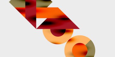 Dairelerin, yarım dairelerin ve parlak efektli ve düzgün eğimli üçgenlerin detaylı bileşimi. Yaratıcı ve teknolojiden ilham alan projeler için parlak ve modern bir vektör tasarımı