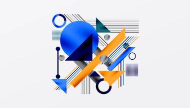 Çemberler, üçgenler, kareler, halkalar ve çizgiler gölge etkisiyle