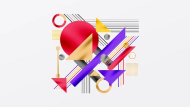 Çemberler, üçgenler, kareler, halkalar ve çizgiler gölge etkisiyle