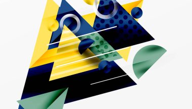 Parlak soyut arkaplan - parlak eğim tonlarıyla katmanlı üçgenler. Yarı şeffaf şekiller derinlik ve çağdaş estetik ekler