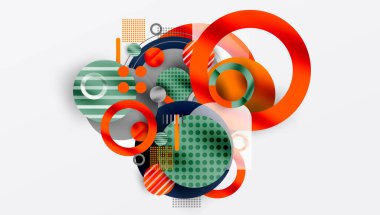 Üstüste binen Şeffaf Geometrik Şekillerle Soyut Çember Tasarımı