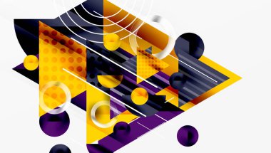 Üstüste binen Şeffaf Üçgenler ve Çemberlerle Modern Soyut Tasarım