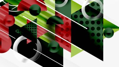 Modern geometrik arkaplan - düzgün eğimli ve yarı şeffaf üçgenler üst üste biniyor