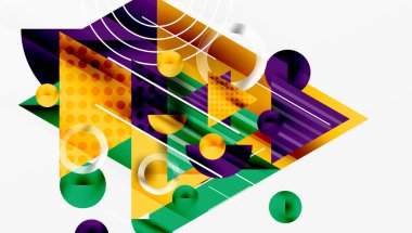 Modern geometrik arkaplan - düzgün eğimli ve yarı şeffaf üçgenler üst üste biniyor