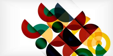 Minimum geometrik soyut arkaplan. Çember kare ve üçgen tasarım. Duvar kağıdı, afiş, arkaplan veya iniş için moda tekno iş şablonu