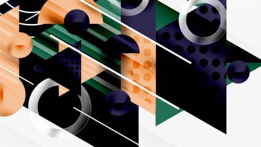 Üstüste binen Şeffaf Üçgenler ve Çemberlerle Modern Soyut Tasarım