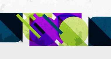 Çemberler, kareler ve çizgilerle geometrik arkaplandaki tahıllı leke dokusu. Duvar Kağıdı, Sancak, Arkaplan, Kart, Kitap İllüstrasyonu, İniş Sayfası