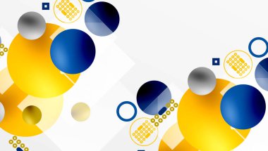 Minimalist soyut vektör tasarımı, katmanlı geometrik şekiller daireler, kareler ve yumuşak pastel eğimli üçgenler ve yarı şeffaf efektler. Çağdaş kullanım için mükemmel