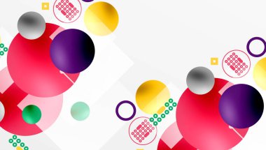 Minimalist soyut vektör tasarımı, katmanlı geometrik şekiller daireler, kareler ve yumuşak pastel eğimli üçgenler ve yarı şeffaf efektler. Çağdaş kullanım için mükemmel