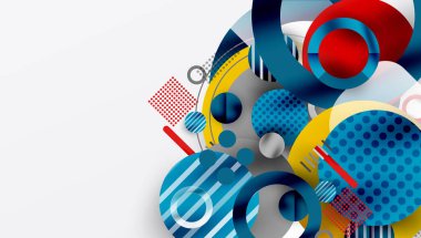 Üstüste binen Şeffaf Şekillerle Soyut Geometrik Arkaplan