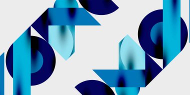 Dairelerin, yarım dairelerin ve parlak efektli ve düzgün eğimli üçgenlerin detaylı bileşimi. Yaratıcı ve teknolojiden ilham alan projeler için parlak ve modern bir vektör tasarımı