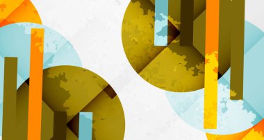 Çemberler, kareler ve çizgilerle geometrik arkaplandaki tahıllı leke dokusu. Duvar Kağıdı, Sancak, Arkaplan, Kart, Kitap İllüstrasyonu, İniş Sayfası