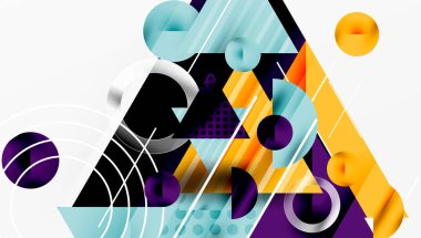 Parlak soyut arkaplan - parlak eğim tonlarıyla katmanlı üçgenler. Yarı şeffaf şekiller derinlik ve çağdaş estetik ekler