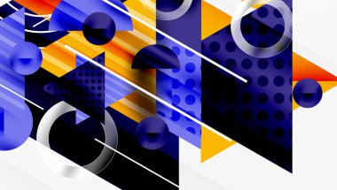 Modern geometrik arkaplan - düzgün eğimli ve yarı şeffaf üçgenler üst üste biniyor