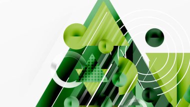 Üstüste binen Şeffaf Üçgenler ve Çemberlerle Modern Soyut Tasarım