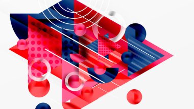 Üstüste binen Şeffaf Üçgenler ve Çemberlerle Modern Soyut Tasarım