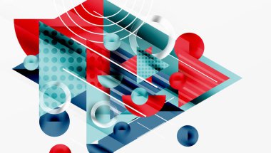 Modern geometrik arkaplan - düzgün eğimli ve yarı şeffaf üçgenler üst üste biniyor